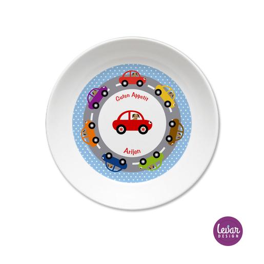 Melaminteller tief/Schale Auto | Kinderteller mit Namen BPA frei | Artikelnummer: 56320183
