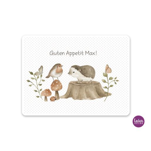 Tischset, Platzdeckchen, Waldtiere, Igel, Vogel | Abwischbares Tischset mit Namen personalisiert | Artikelnummer: 2524-1673-1081 -3