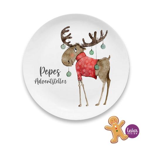 Weihnachtsteller, Nikolausteller Elch | Kinderteller mit Namen aus Melamin BPA frei ♥ Made in Germany ♥  | Artikelnummer: 5771-6783-6574 Kopie