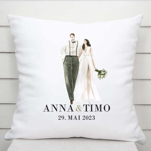 Personalisiertes Kissen Brautpaar | Geschenk zur Hochzeit | Weiches Kissen mit Füllung | Artikelnummer: 7663-3235-4350 -16