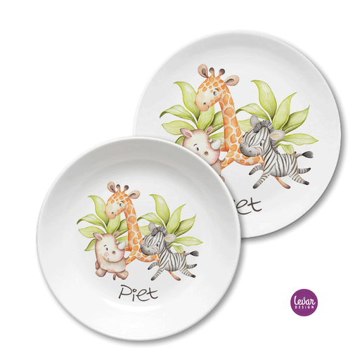Kinderteller Dschungel, Löwe, Elefant | Kinderteller Set aus Melamin, BPA frei | Artikelnummer: 0618-8440-3632 -1