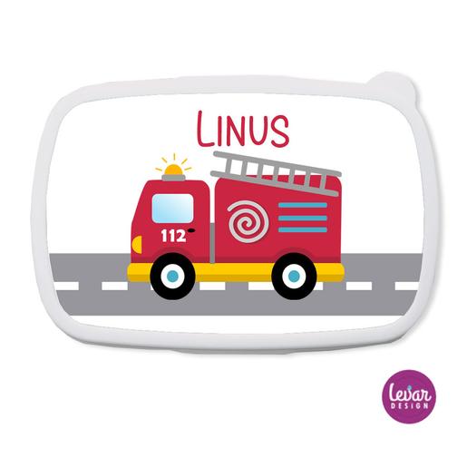 Personalisierte Brotdose Feuerwehr | Tolle Brotdose mit Namen personalisiert für die Kita | Artikelnummer: 7183-4347-6505 -3