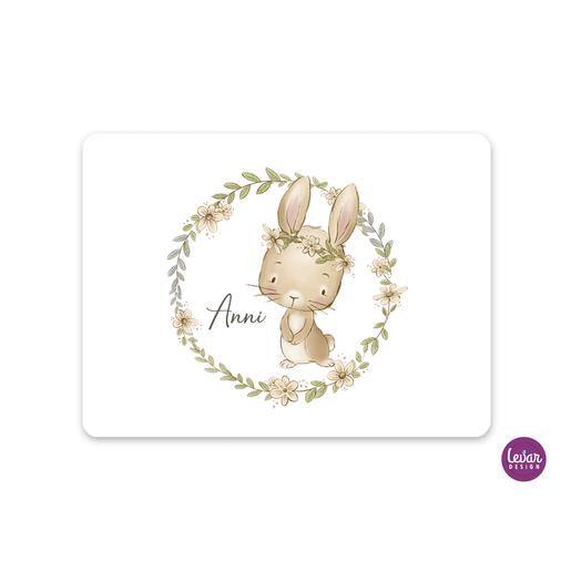 Tischset, Platzdeckchen, Waldtiere, Hasen | Zauberhaftes Tischset mit Namen personalisiert, abwischbar | Artikelnummer: 6442-1370-4884 -5