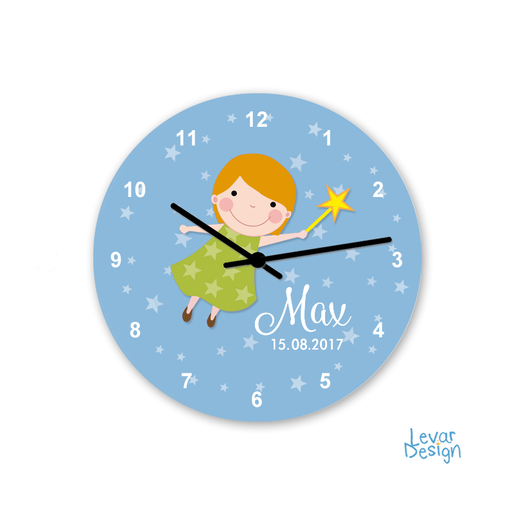 Wanduhr Fee  | Geschenk mit Namen zur Geburt und Taufe | Artikelnummer: 125552819 -1