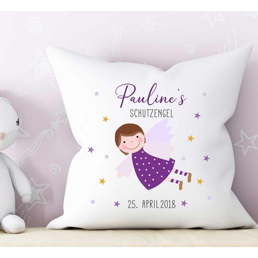 Baby Kissen Schutzengel mit Namen, Geburtsdaten und Füllung  | Weiches Kissen mit Füllung, 2 farbig | Artikelnummer: 4365-0348-7470 Kopie