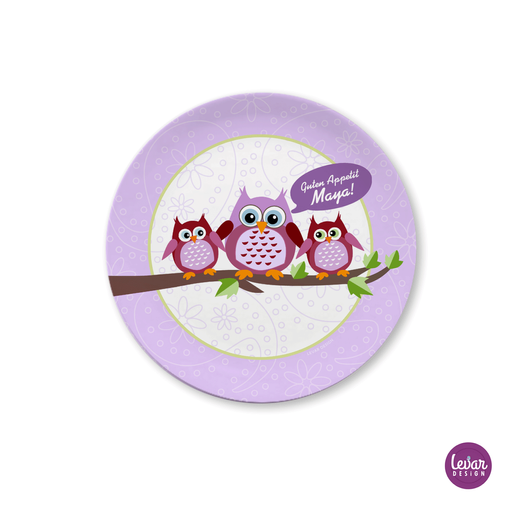 Kinderteller Eulen | Großer Teller aus Melamin  | Artikelnummer: 60831 -1