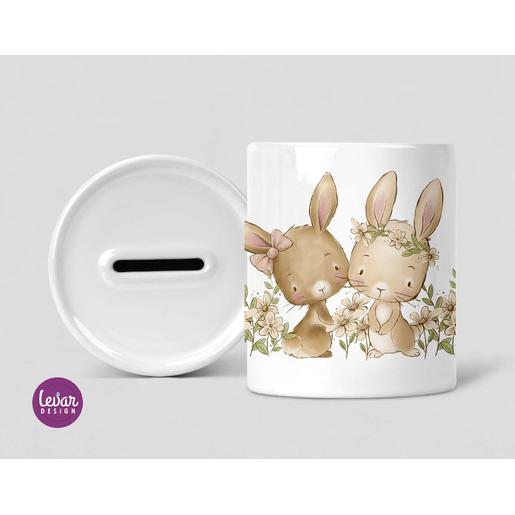 Personalisierte Spardose | Hasen | Keramikspardose für Kinder | Artikelnummer: 7730-2462-1427
