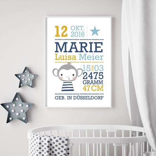 Personalisiertes Geschenk Baby zur Geburt – Taufgeschenk | Baby Geschenke zur Geburt | Hochwertiger Kunstdruck auf Aquarellpapier | Artikelnummer: 3812-7521-5323 Kopie