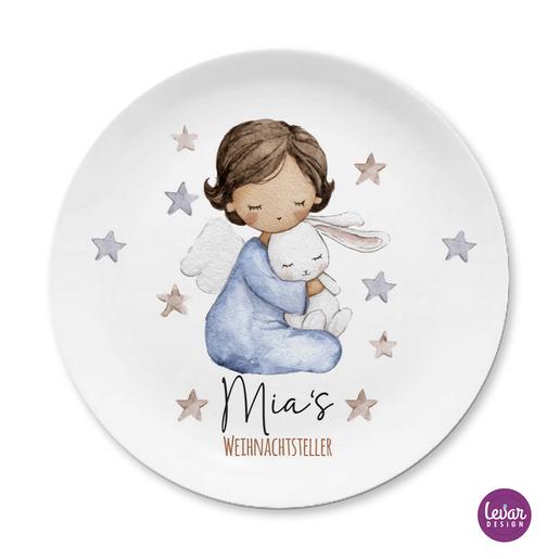 Weihnachtsengel - Weihnachtsteller, Nikolausteller, Advent | Teller mit Namen personalisiert, Melamin BPA frei und hergestellt in Deutschland | Artikelnummer: 5068-3817-2485 -5