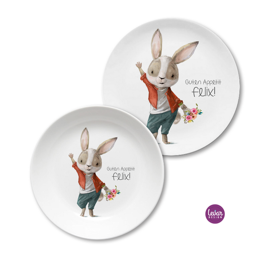 Kinderteller Hase personalisiert | Melaminteller BPA frei, Osterhase | Artikelnummer: 0688-2677-0038