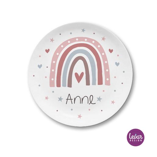Kinderteller Regenbogen mit Namen personalisiert | Kindergeschirr Set aus Melamin, BPA frei | Artikelnummer: 0576-2785-0231 -2