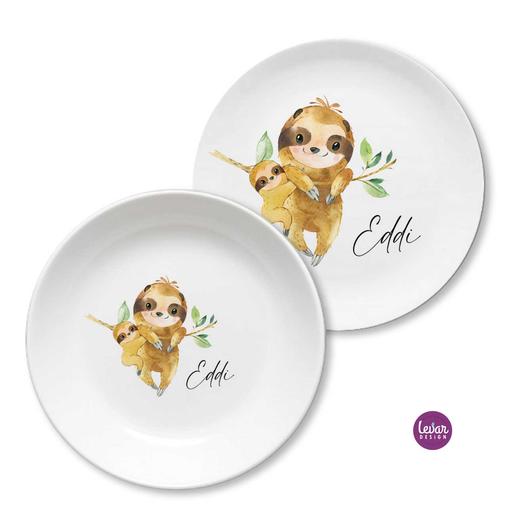 Kindergeschirr Set, Kinderteller Faultier  | Kinderteller aus Melamin BPA frei | Artikelnummer: 55199123 -3