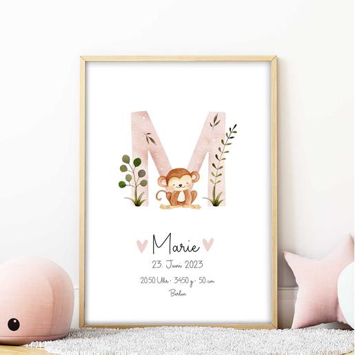 Poster personalisiert Buchstabe | Namensbild mit Geburtsdaten für Kinder | Artikelnummer: 2654-5135-6540 -3