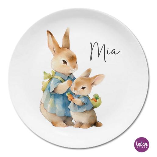 Osterteller Hase Kinderteller  | Teller mit Namen aus Melamin BPA frei | Artikelnummer: 1104406578 -2
