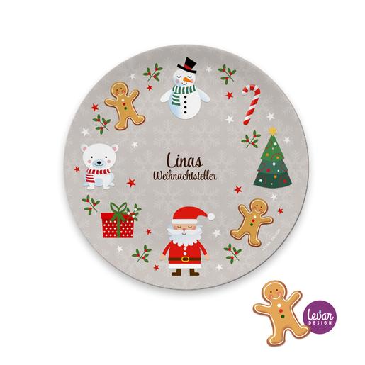 Personalisierter Weihnachtsteller, Nikolausteller  | Teller mit Namen personalisiert, BPA frei und hergestellt in Deutschland | Artikelnummer: weihtebl -10