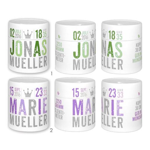 Spardose Krone  | Personalisiertes Geschenk zur Geburt oder Taufe | Artikelnummer: 109661731 1-3