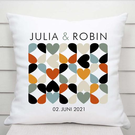 Personalisiertes Kissen  | Bauhaus Stil Geschenk zur Hochzeit | Weiches Kissen mit Füllung | Artikelnummer: 7663-3235-5350