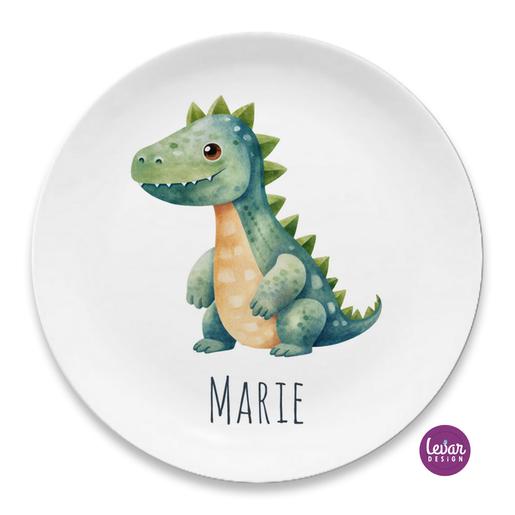 Kinderteller Dino | Zauberhafter Melamineller mit Namen BPA frei | Artikelnummer: kiteflha18 -5