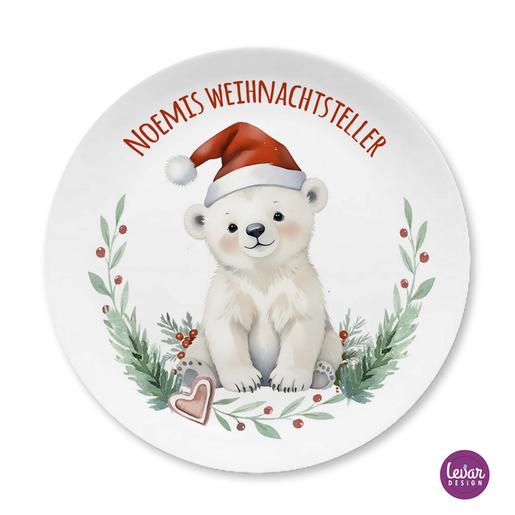 Kinderteller, Weihnachtsteller , Nikolausteller  | Teller mit Namen personalisiert, BPA frei und hergestellt in Deutschland | Artikelnummer: weihtellro -2