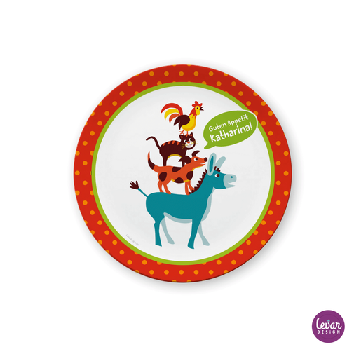 Kinderteller Bremer Musikanten  | Teller mit Namen aus Melamin BPA frei | Artikelnummer: 72039611 -3