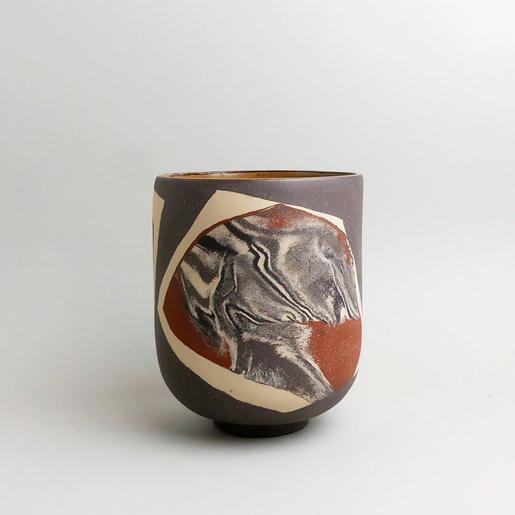 handmade Nerikomi ceramic planter - Komito Ceramics