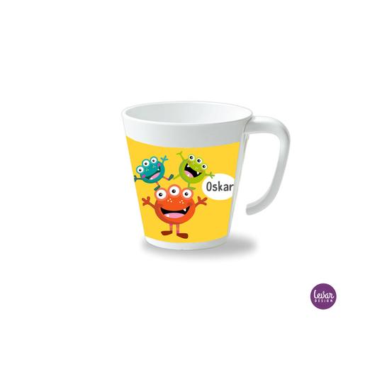 Kinderbecher mit Henkel, Monster  | Henkelbecher groß, 325 ml,  Ø 9,7 cm, Höhe 10 cm | Artikelnummer: henkbechmon -1