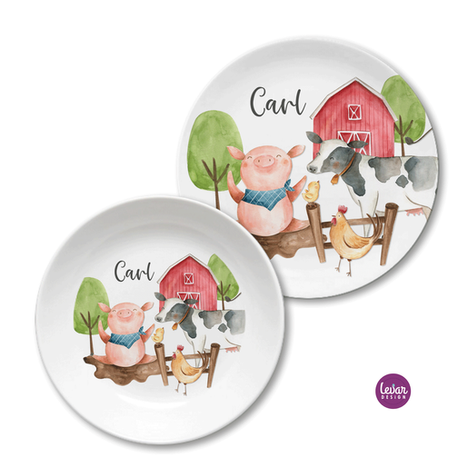 Kindergeschirr Set, Bauernhof | Kinderteller mit Namen aus Melamin BPA frei ♥ Made in Germany ♥  | Artikelnummer: 0167-6075-1122 Kopie