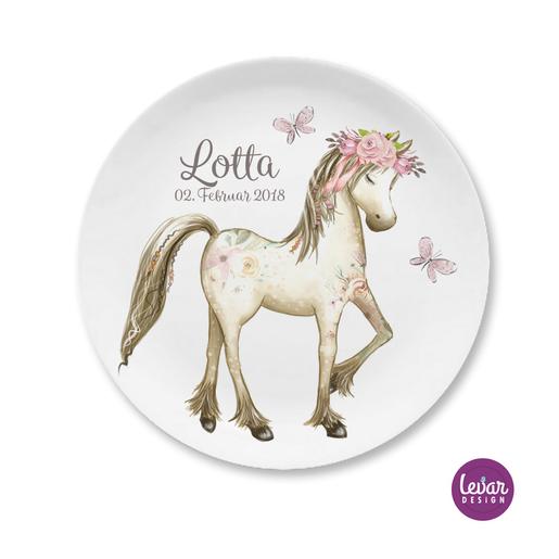 Kinderteller mit Name Pferd | Teller mit Namen aus Melamin BPA frei | Artikelnummer: 2255243 -1
