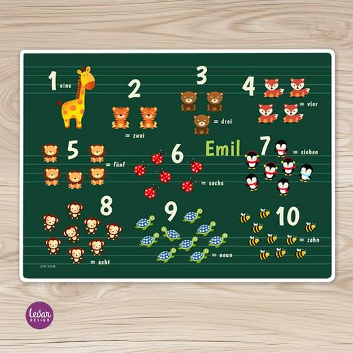 Platzset, Platzdeckchen, Tischset, Zahlen Tiere  |  | Artikelnummer: 126226055