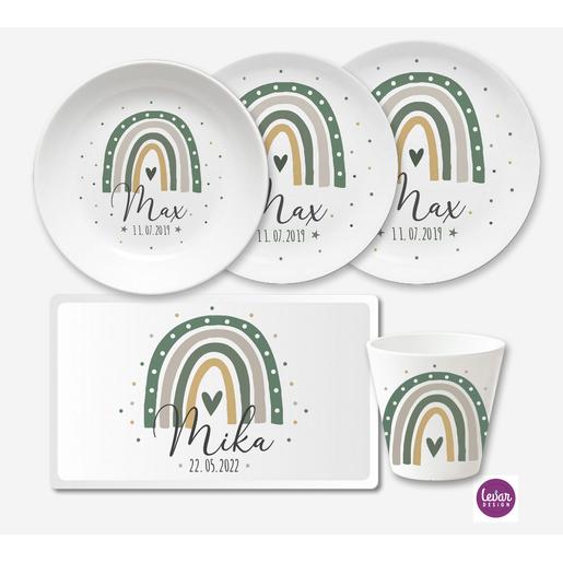 Kindergeschirr Set 5 teilig Regenbogen | Geschirrset aus Melamin und BPA frei für Kinder | Artikelnummer: 7115-3134-5153 -2