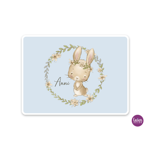 Tischset, Platzdeckchen, Waldtiere, Hasen | Zauberhaftes Tischset mit Namen personalisiert, abwischbar | Artikelnummer: 6442-1370-4884 -7