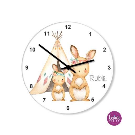 Kinderzimmer Uhr Woodland  | Wanduhr für Kinder Namen personalisiert | Artikelnummer: 0048-6786-0018 -2