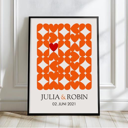 Personalisierte Wohnposter | Geschenk Hochzeit | Aquarell Fineartkunstdruck mit Namen personalisiert | Artikelnummer: 5655-0067-33434-4