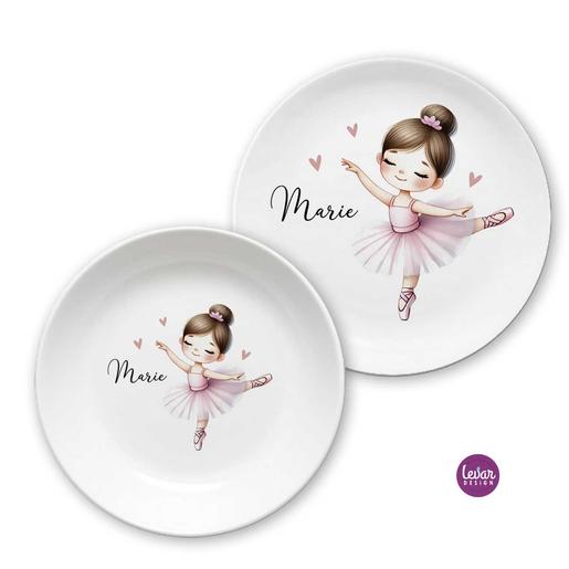 Kindergeschirr Ballett personalisiert | Levar Design  | Personalisiertes Kindergeschirr aus Melamin, 2 teilig | Artikelnummer: 6084-2226-0585