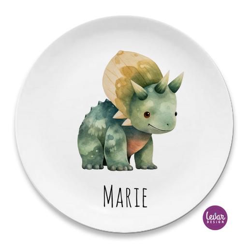 Kinderteller Dino | Zauberhafter Melamineller mit Namen BPA frei | Artikelnummer: kiteflha18 -2