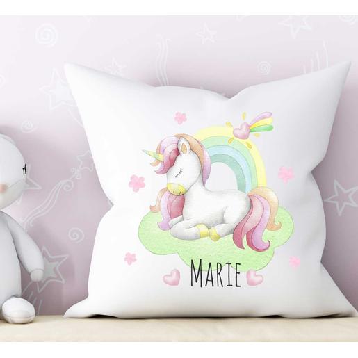 Einhorn - Weiches Babykissen mit Füllung  | Kissen für Kinder mit Namen | Artikelnummer: 0818-7185-2227 -2
