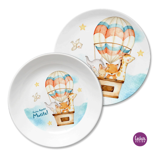 Kinderteller Heißluftballon  | Kinderteller Set aus Melamin, BPA frei | Artikelnummer: 53199116 -1