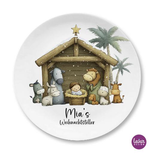 Weihnachtsteller, Nikolausteller Plätzchenteller | Kinderteller mit Namen aus Melamin BPA frei ♥ Made in Germany ♥  | Artikelnummer: 2708-0322-6674 -4