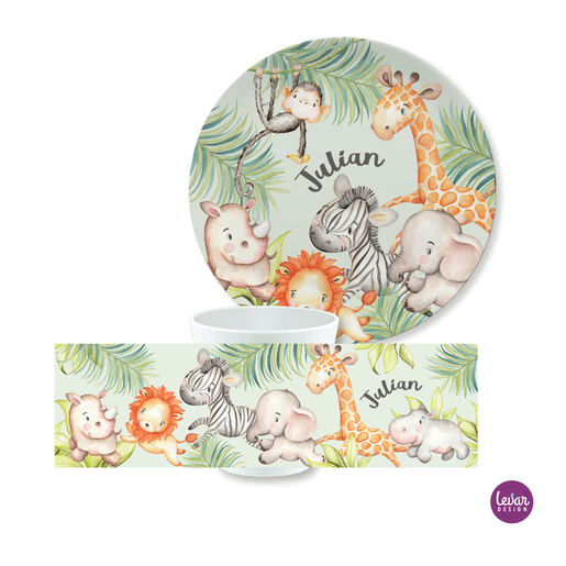 Kindergeschirr Set Dschungeltiere | Trinkbecher und Dessertteller | Artikelnummer: 7151-1126-2833 -1