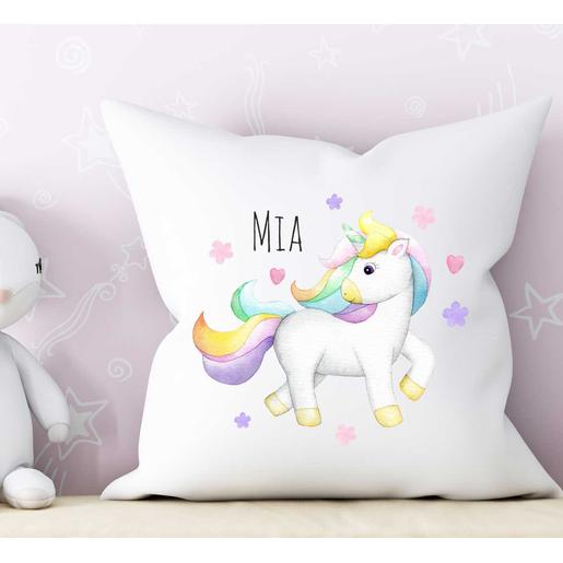 Einhorn - Weiches Babykissen mit Füllung  | Kissen für Kinder mit Namen | Artikelnummer: 0818-7185-2227 -1