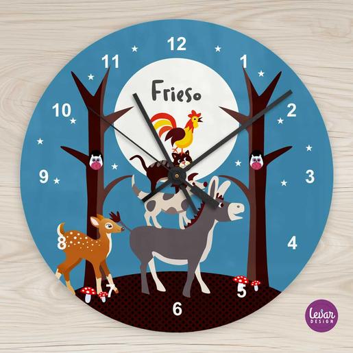 Wanduhr, Bremer Musikanten  | Personalisiertes Geschenk zur Geburt oder Taufe | Artikelnummer: 7843-6046-8172