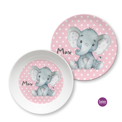 Kindergeschirr, Kinderteller Babyelefant | Kinderteller aus Melamin BPA frei | Artikelnummer: 53099115