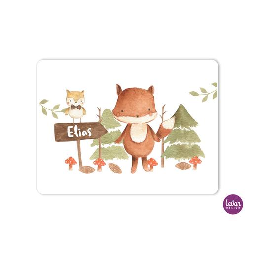 Tischset, Platzdeckchen, Fuchs | Abwischbares Tischset mit Namen personalisiert | Artikelnummer: 4427-8183-8681