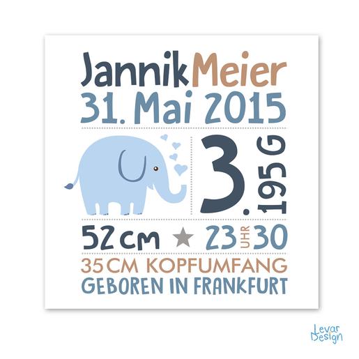 Namensbild Wandbild mit Geburtsdaten Elefant  |  | Artikelnummer: 63972283 -1