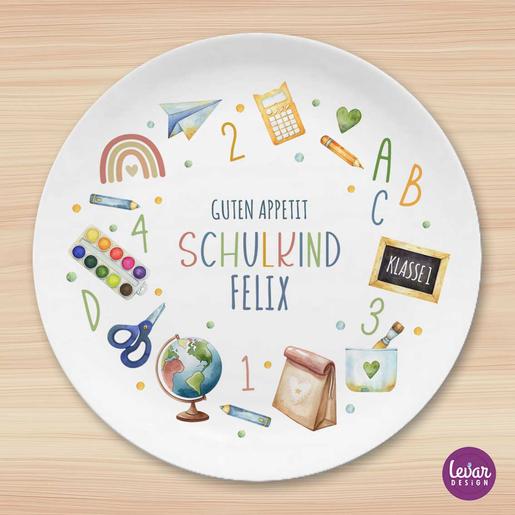 Personalisierter Kinderteller Schulkind 2026 | Teller aus Melamin, BPA frei und hergestellt in Deutschland | Artikelnummer: 2453-7214-3548 90 Kopie