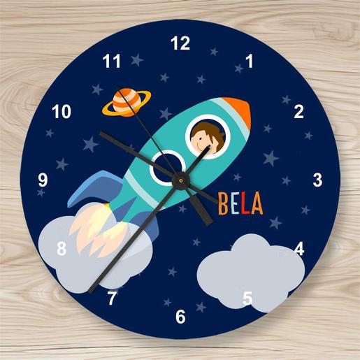Wanduhr Rakete | Personalisiertes Geschenk zur Geburt oder Taufe für Kinder | Artikelnummer: 125552943