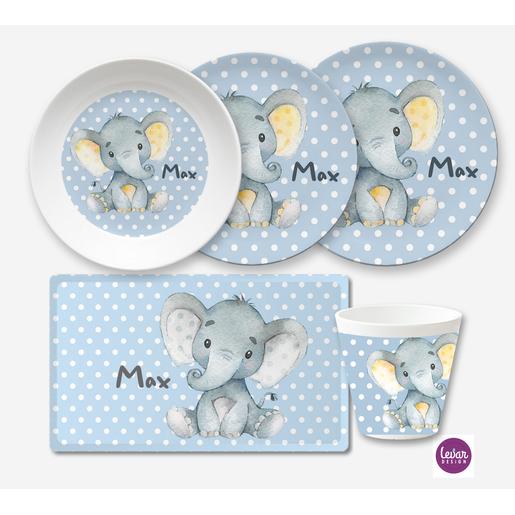 Elefant Kindergeschirr Set 5 teilig  | Geschirrset aus Melamin und BPA frei für Kinder | Artikelnummer: 3035-3337-1774