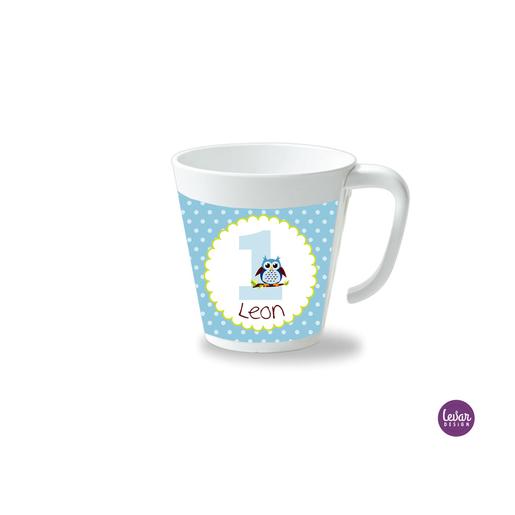 Kinderbecher mit Henkel, Geburtstag  | Henkelbecher groß, 325 ml,  Ø 9,7 cm, Höhe 10 cm | Artikelnummer: henkbechzahl -1