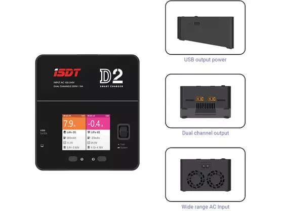 ISDT D2 Mark 2 Dual 200W 12A AC Ladegerät  | Artikelnummer: D2MK2