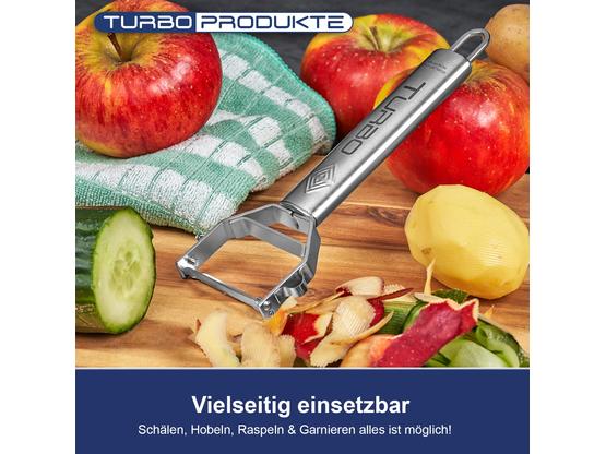 Turboschäler Combi Plus Universalschäler inkl. Hobelbrett  | Schneidet Vor- und Rückwärts - für Links- & Rechtshänder - 4in1 Funktion | Artikelnummer: 4027045101581